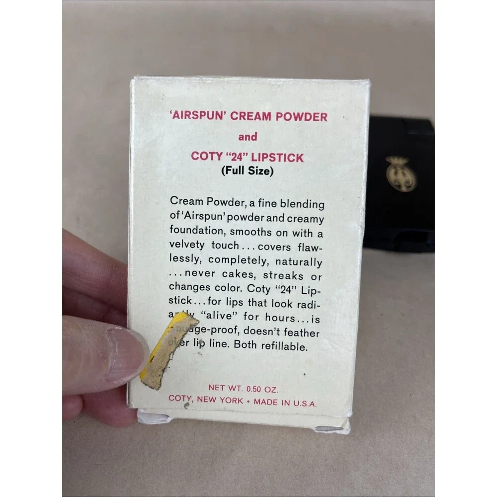 VTG‎ COTY DUETTE COMPACT AIRSPUN CREAM POWDER Honey Beige W/BOX NO LIPSTICK